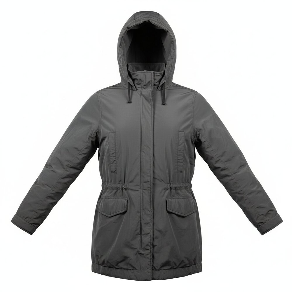 James Perse Yosemite utility jacket Size 2 Olive Green Cinch Waist Hooded